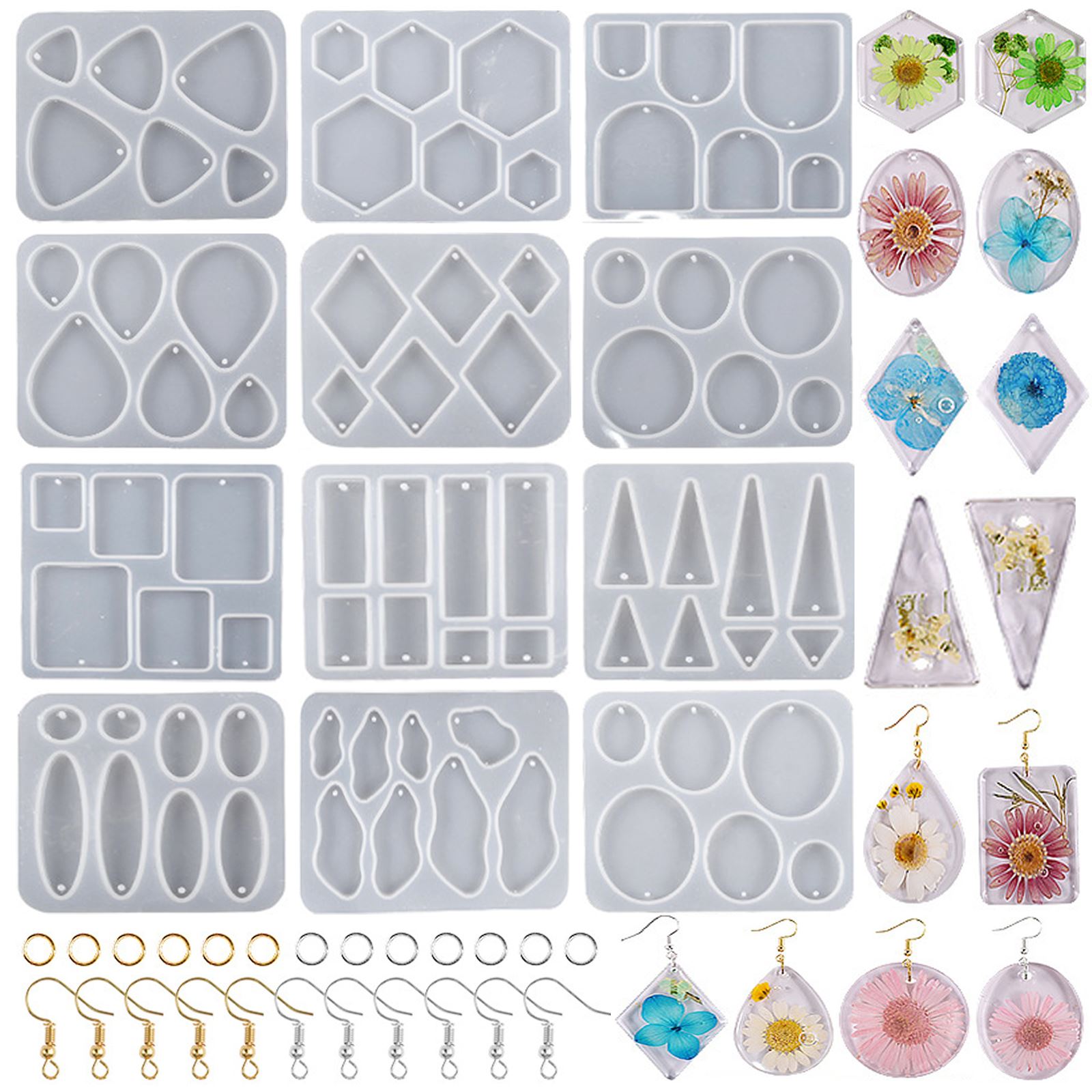 Resin Art Kit For Beginners - Geometric Earring Pendant Silicone Mold For