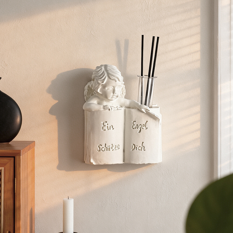 Resin Art Book - European Angel Book Wall Mount Reed