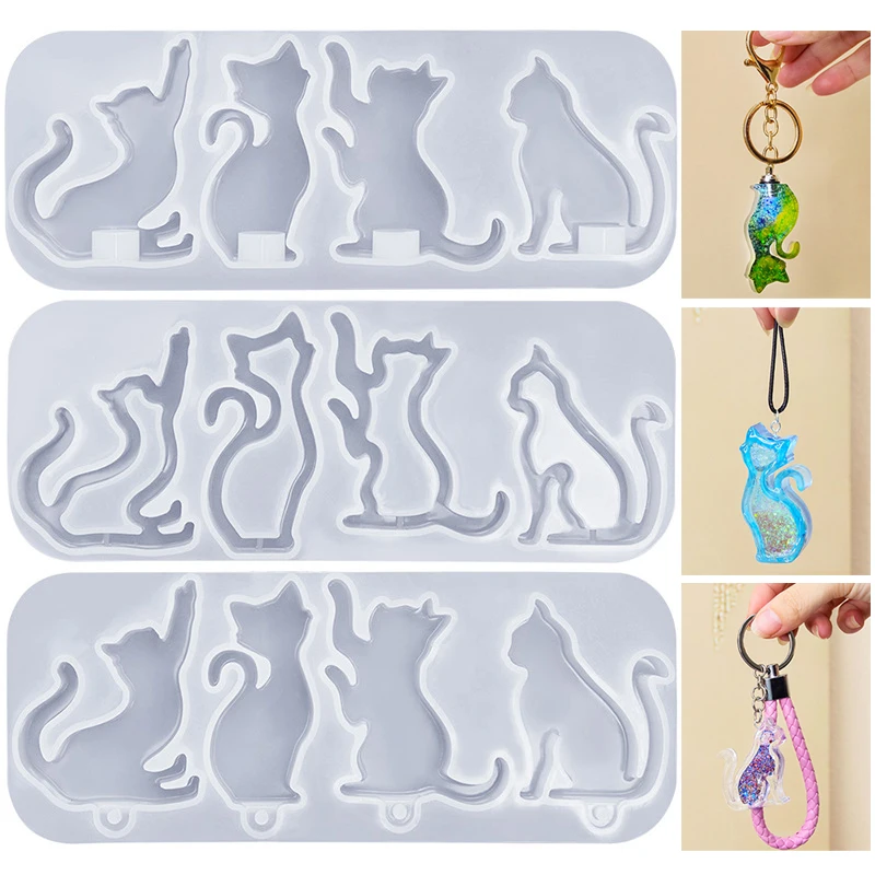 Resin Art Kit For Beginners - DIY Cat Shape Keychain Pendants Crystal