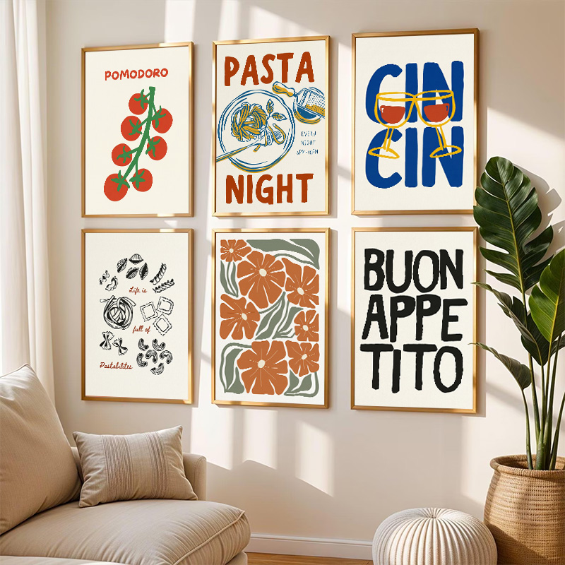 Resin Art Quote - Retro Italian Cuisine Diamond Poster Pasta