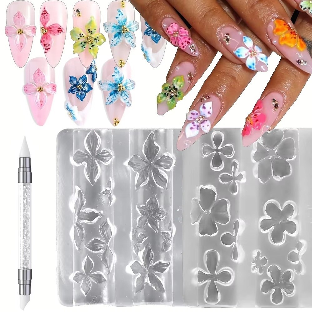 Resin Art Template - New 3Pcs/Set 3D Nail Mold Carving