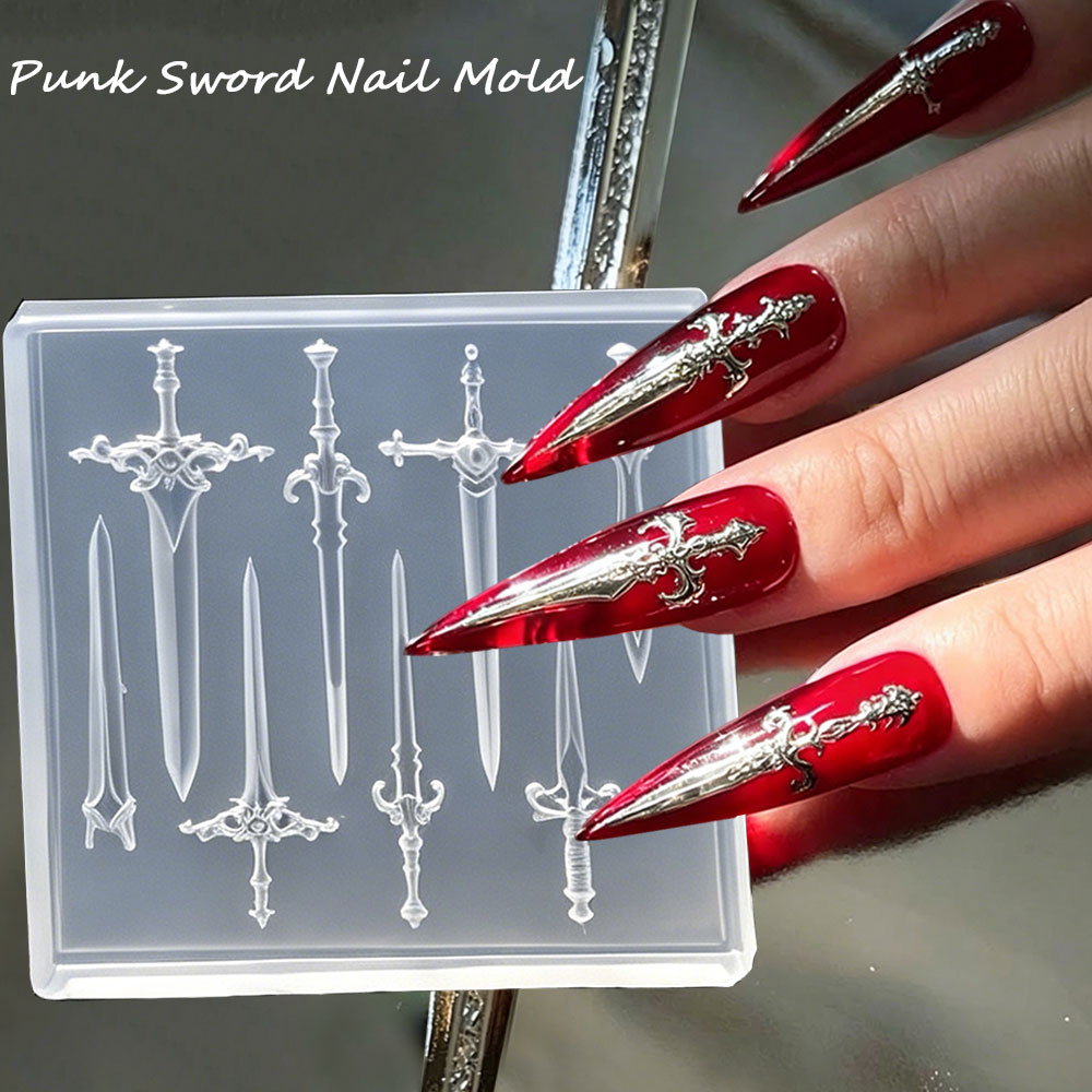 Resin Art Template - 1pcs 3D Retro Punk Sword Nail