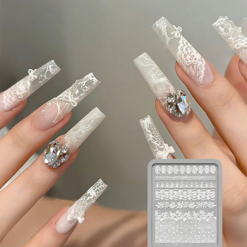 1pc Lace 3D Silicone Nail Mold - Resin Art Template recension och pris