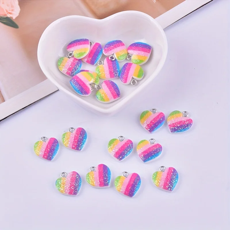 10Pcs Colorful Heart Resin Cha - Resin Art Supplies Near Me recension och pris