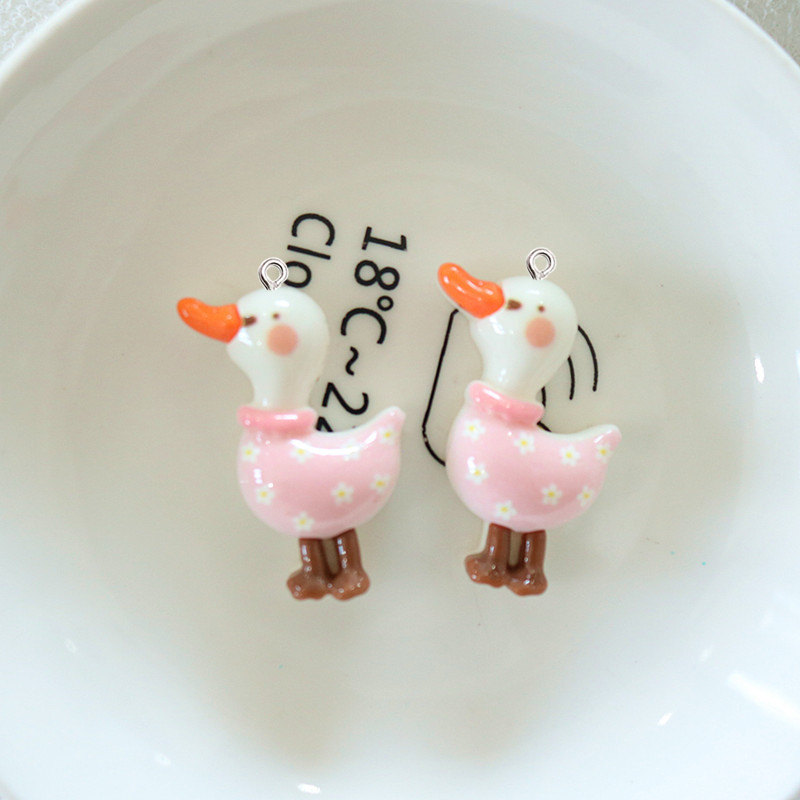 10Pcs Cute Glossy Glitter Duck - Resin Art Earrings Material recension och pris