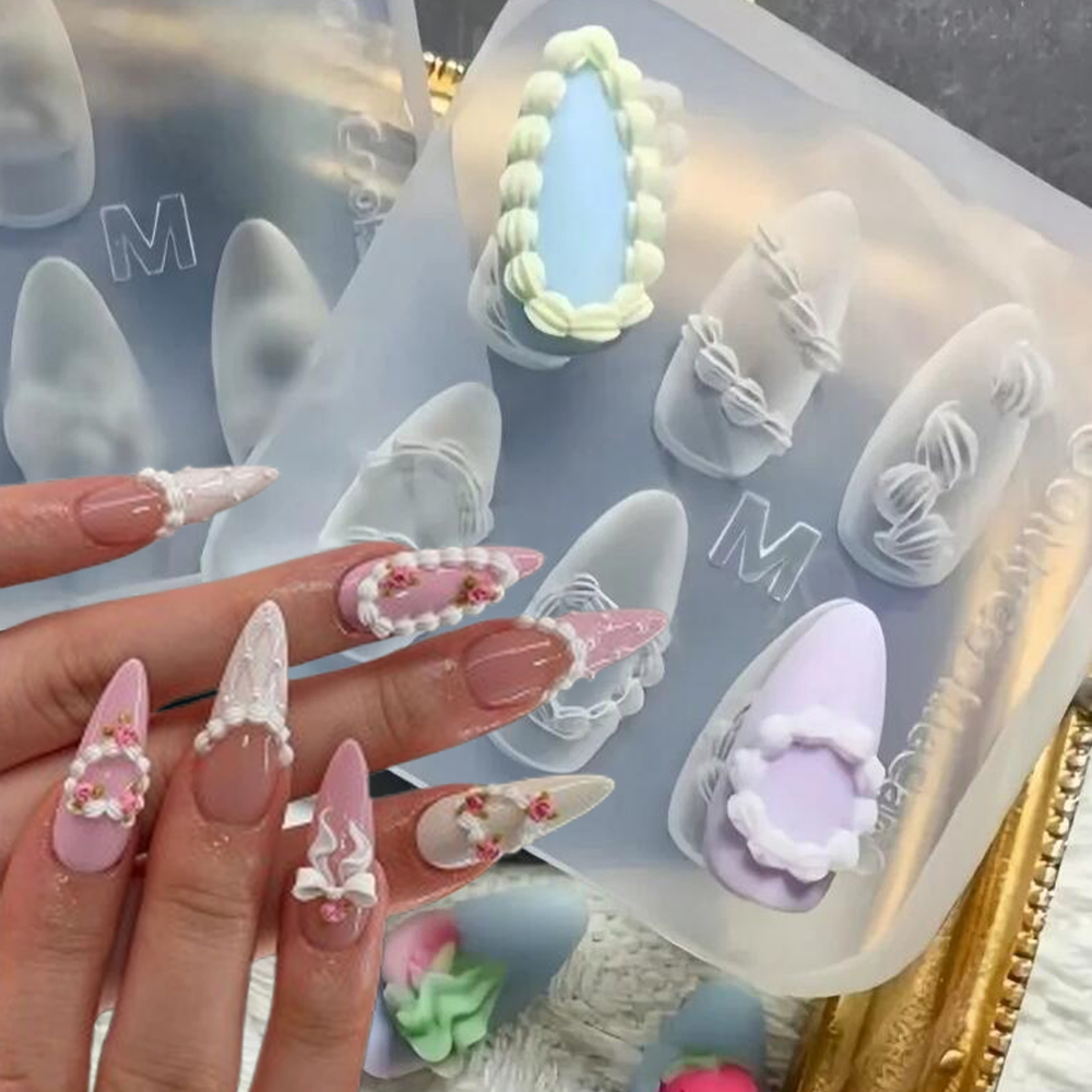 1pc 3D French Cream Nail Art S - Resin Art Template recension och pris