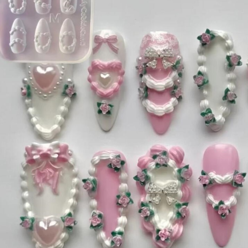 1pc 3D French Cream Nail Art S - Resin Art Template recension och pris