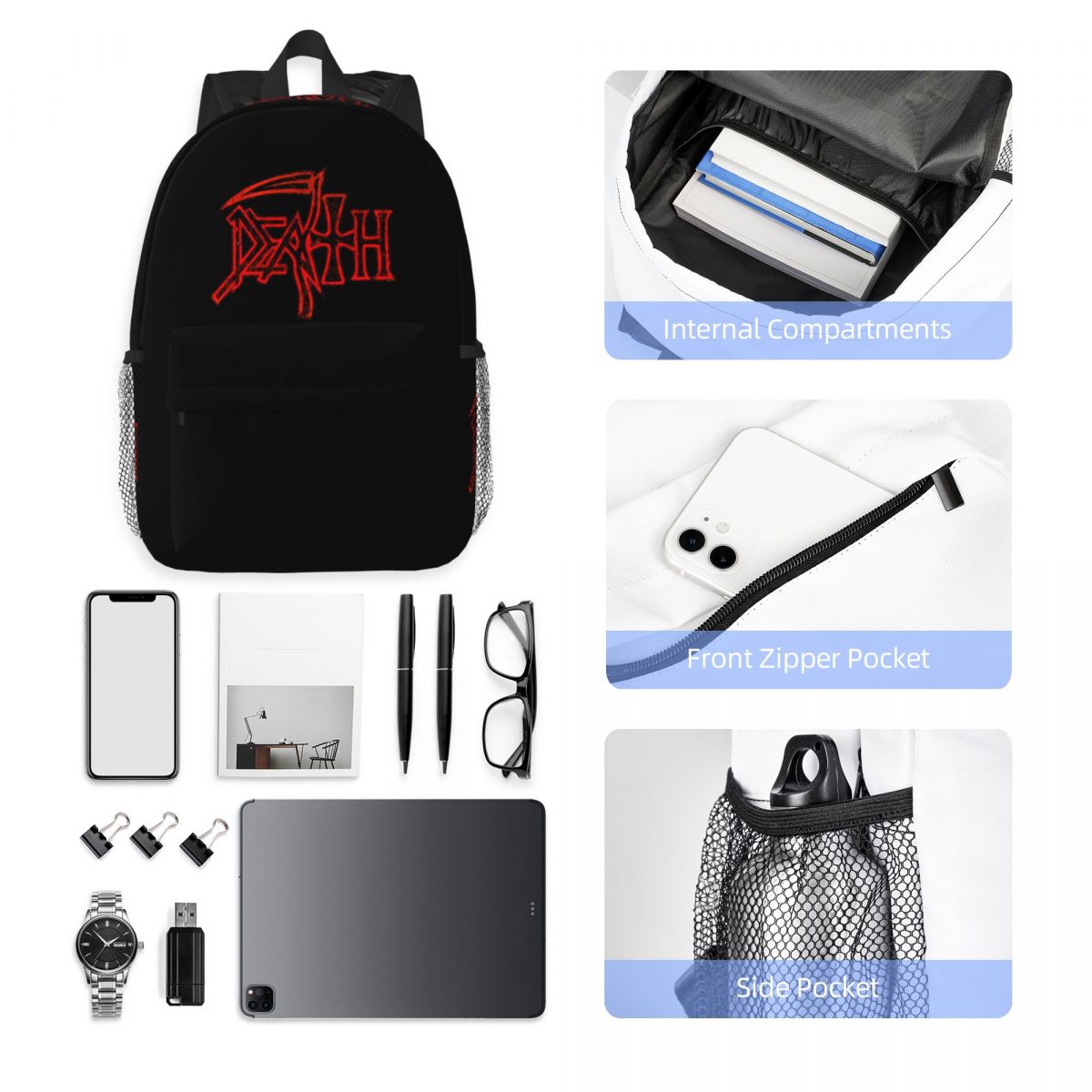 Death Band Logo Backpack Stude - Resin Art Logo recension och pris