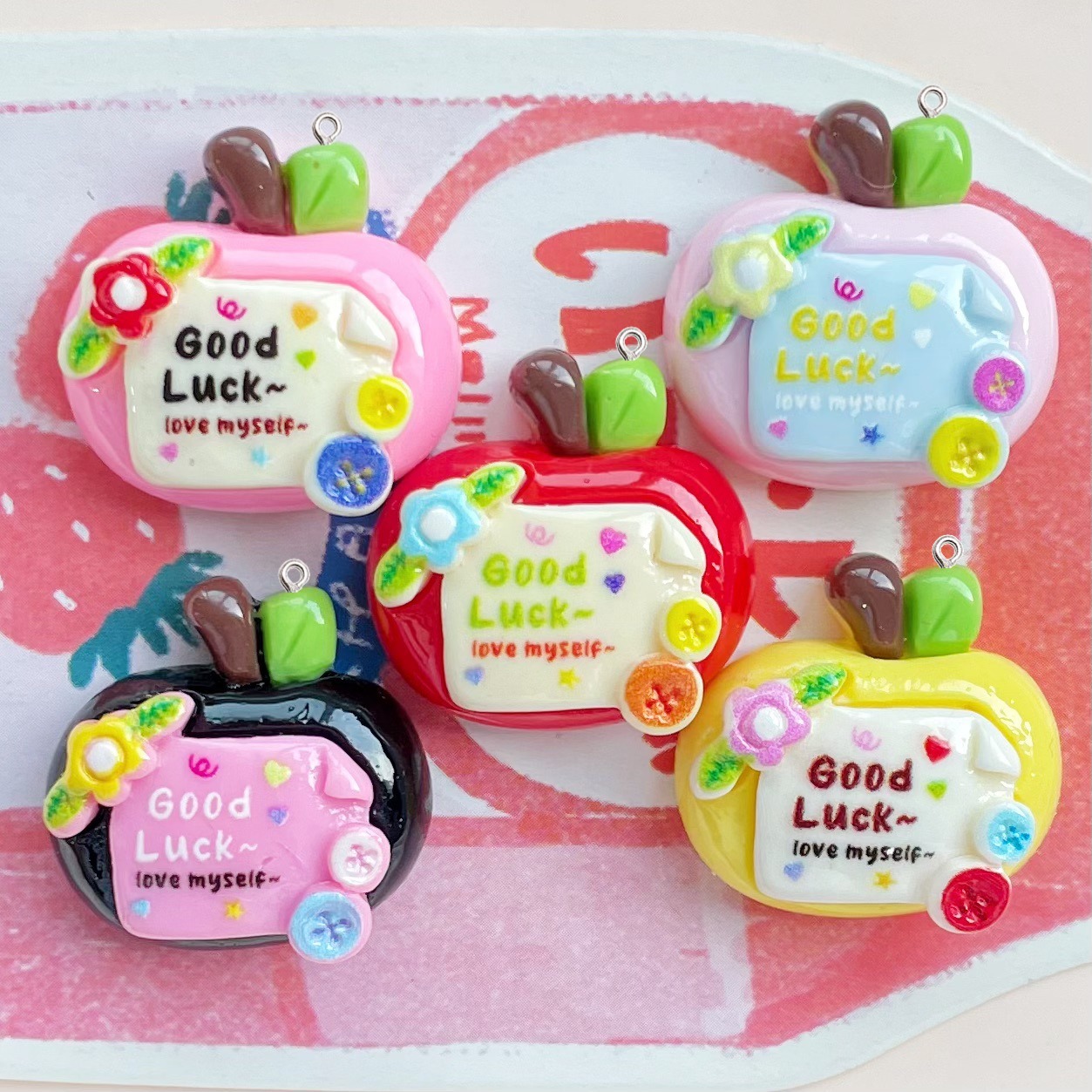 10Pcs Cute Lucky Red Apples Pl - Resin Art Earrings Material recension och pris