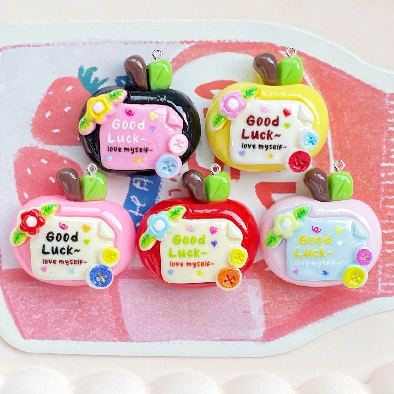 10Pcs Cute Lucky Red Apples Pl - Resin Art Earrings Material recension och pris