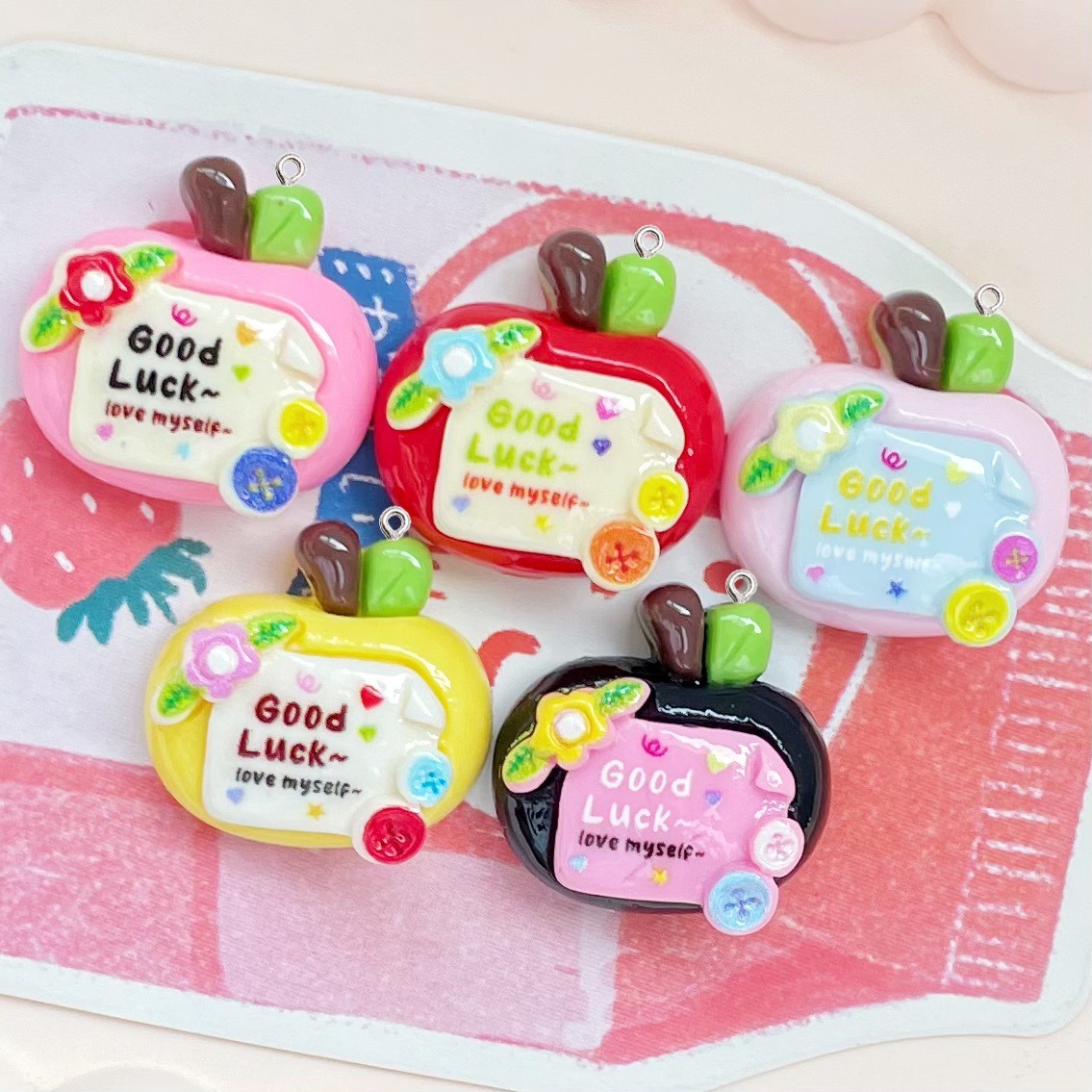 10Pcs Cute Lucky Red Apples Pl - Resin Art Earrings Material recension och pris