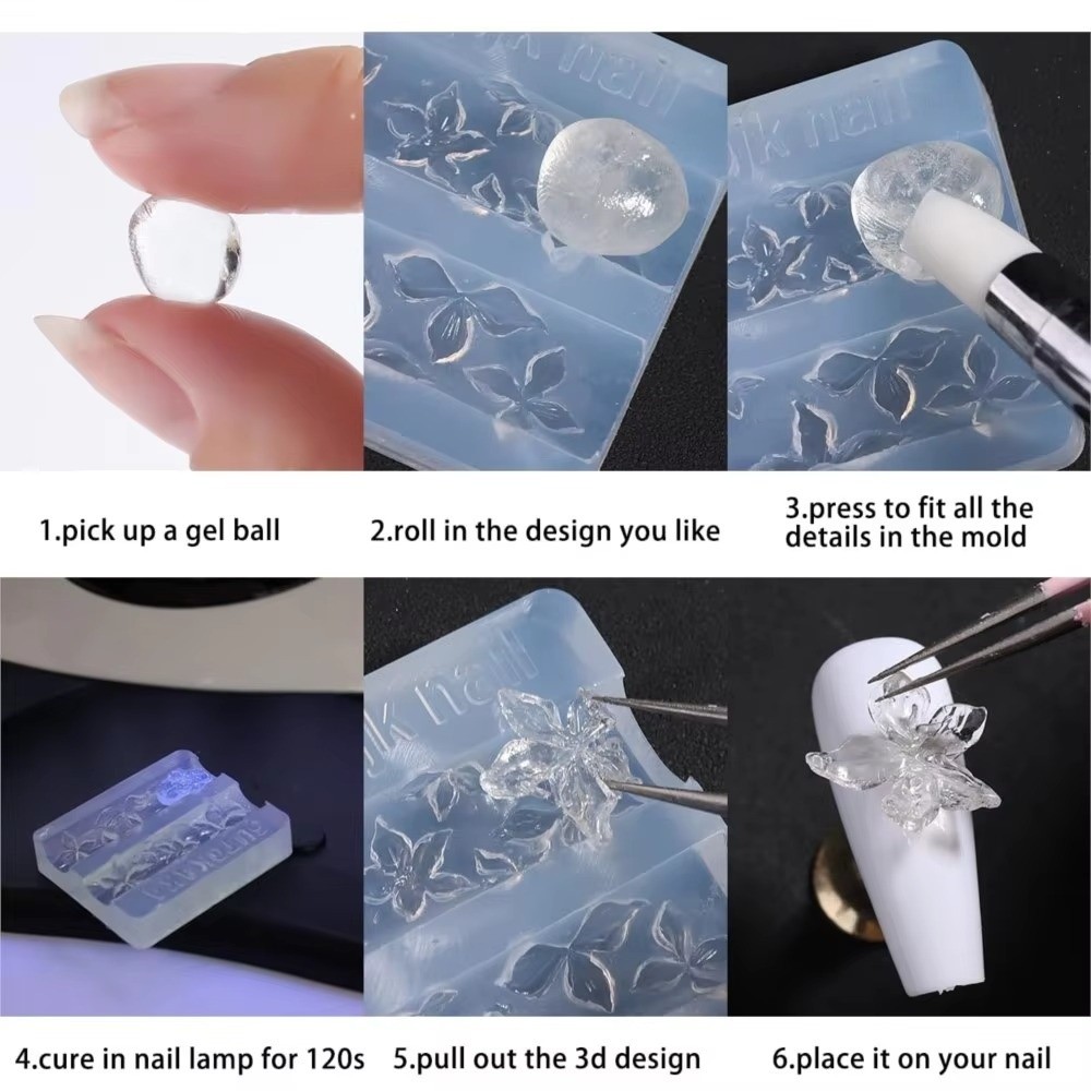 New 3Pcs/Set 3D Nail Mold Carv - Resin Art Template recension och pris