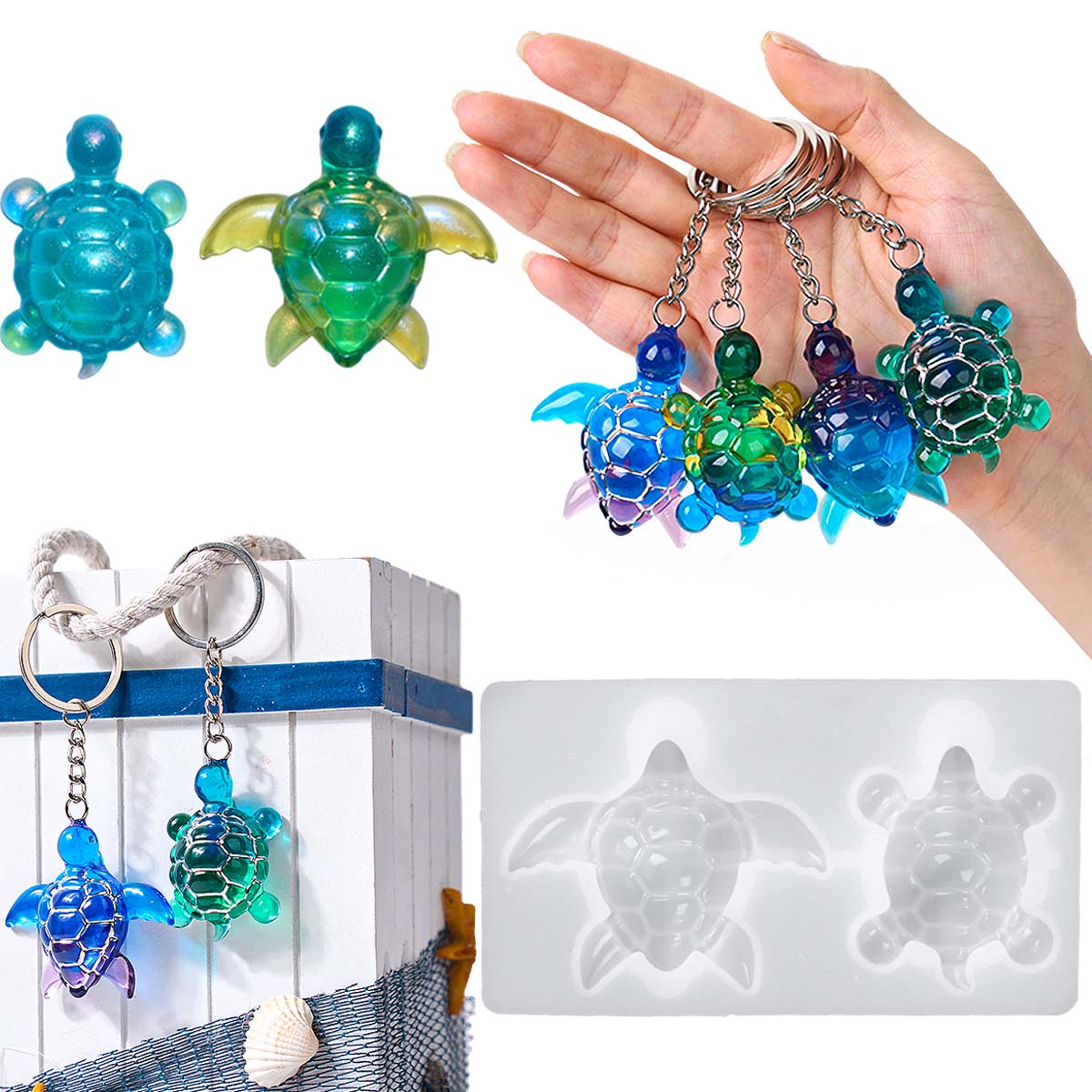 3D Sea Turtle Keychain Silicon - Resin Art Uv recension och pris