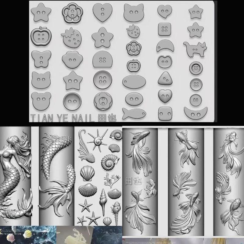 3D Soft Silicone Nail Ocean Me - Resin Art Template recension och pris