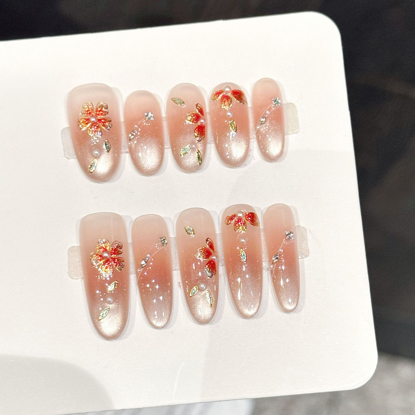 10pcs Handmade Fake Nails Pres - Resin Art Flowers recension och pris