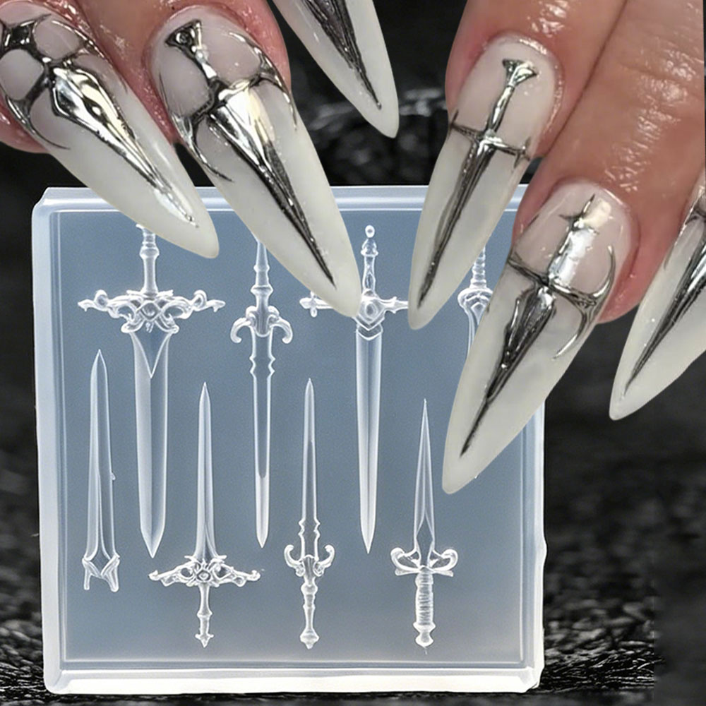 1pcs 3D Retro Punk Sword Nail  - Resin Art Template recension och pris